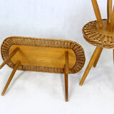 Mid-century rattan stools attributed to Jan Kalous for úluv, Czechoslovakia, 1960s, set of 3