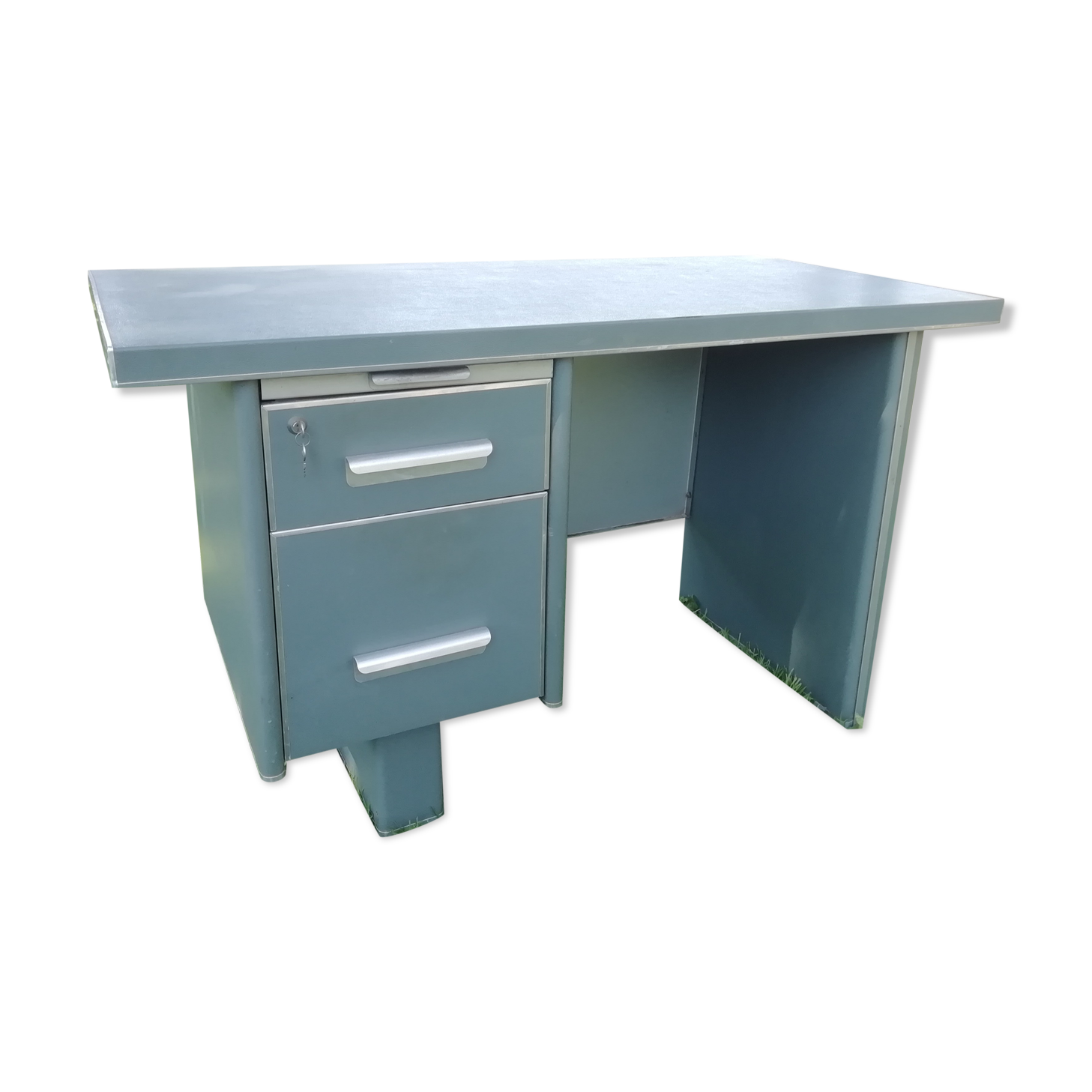 50s green metal desk