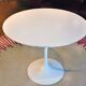 Knoll International table circa 1960, melamine wood top, white lacquered cast iron legs