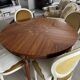 Round table with marquetry + 2 extensions - louis xvi style