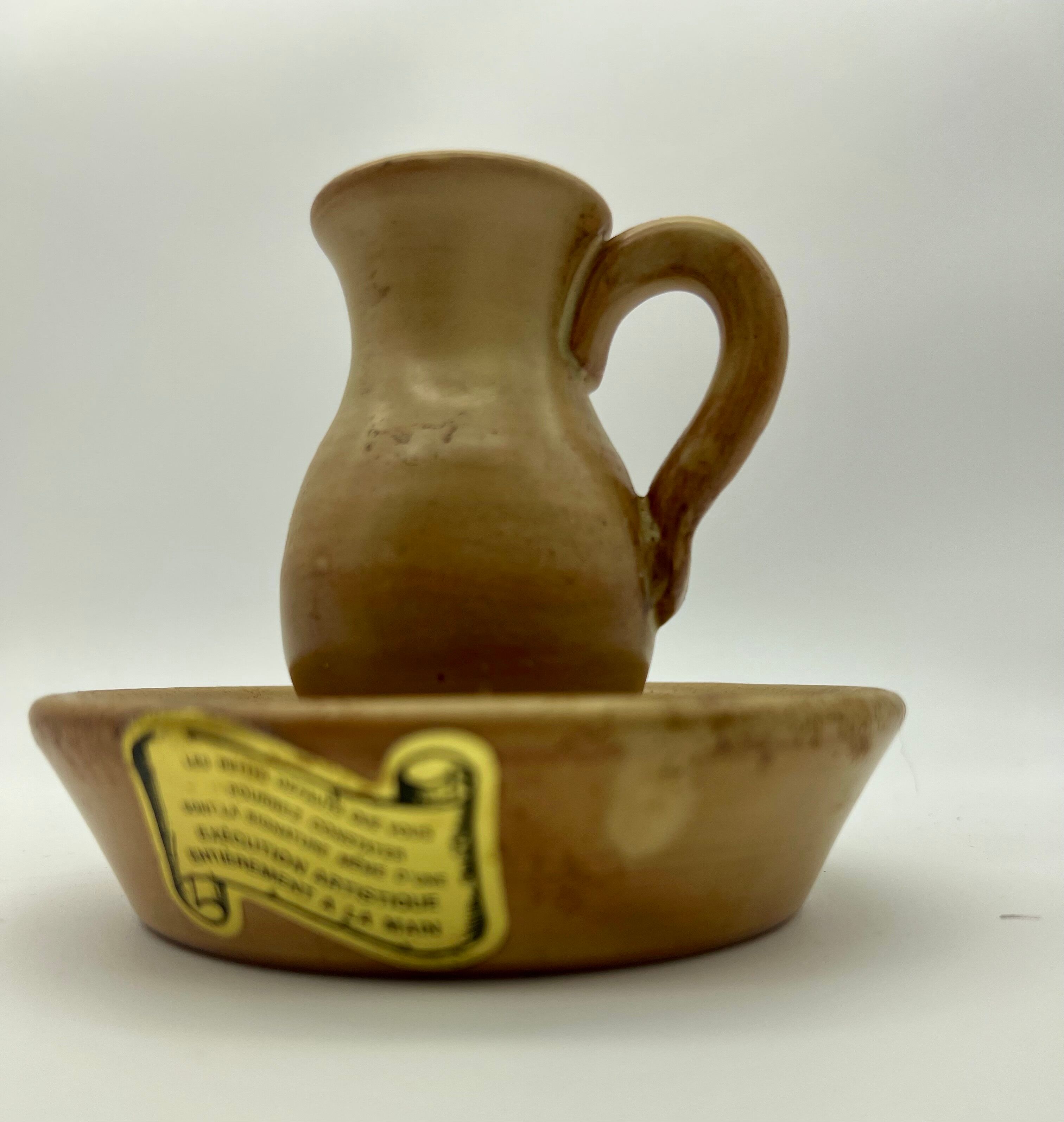 Pair of stoneware candle holders