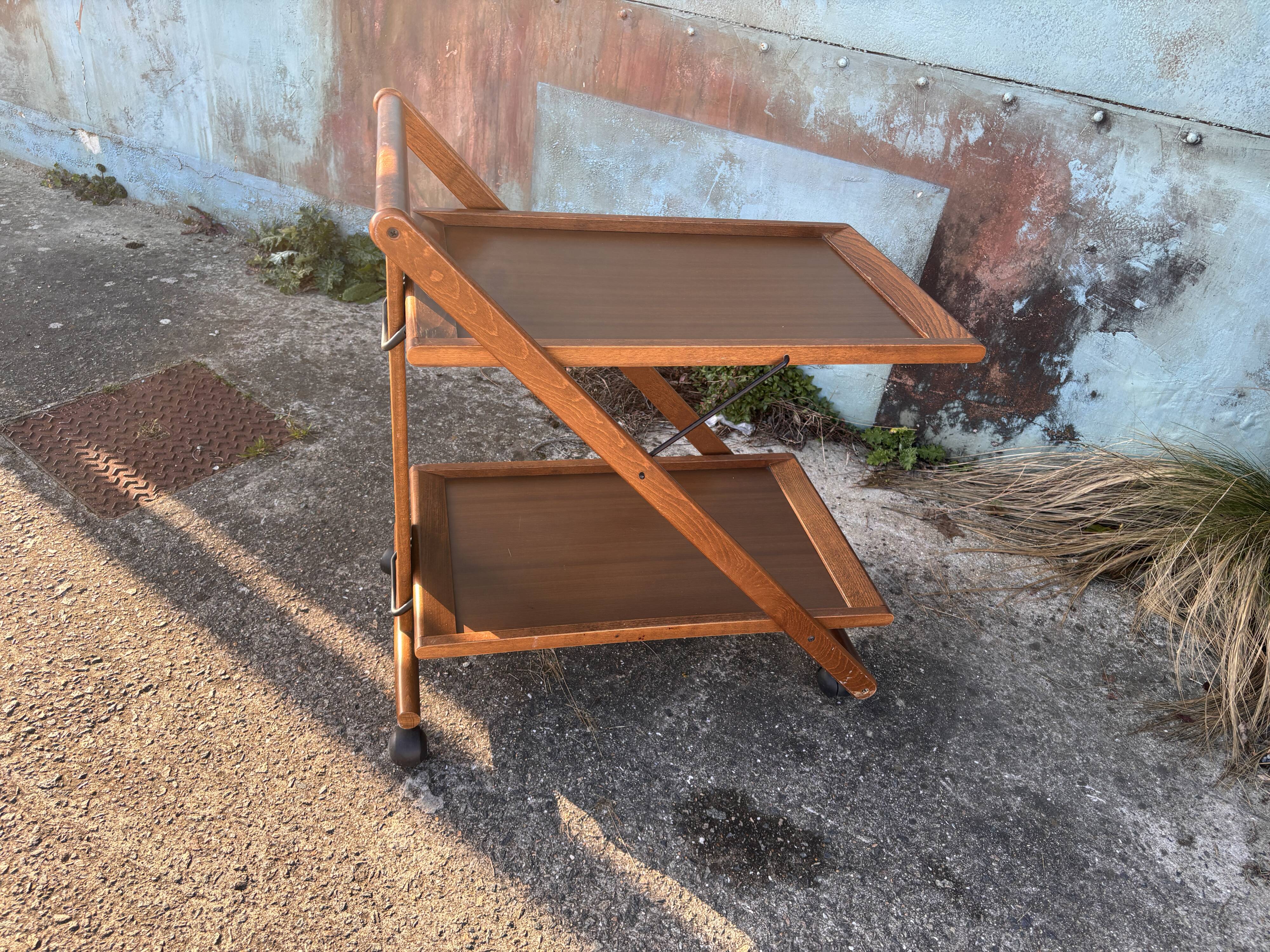 Folding rolling dessert trolley service table