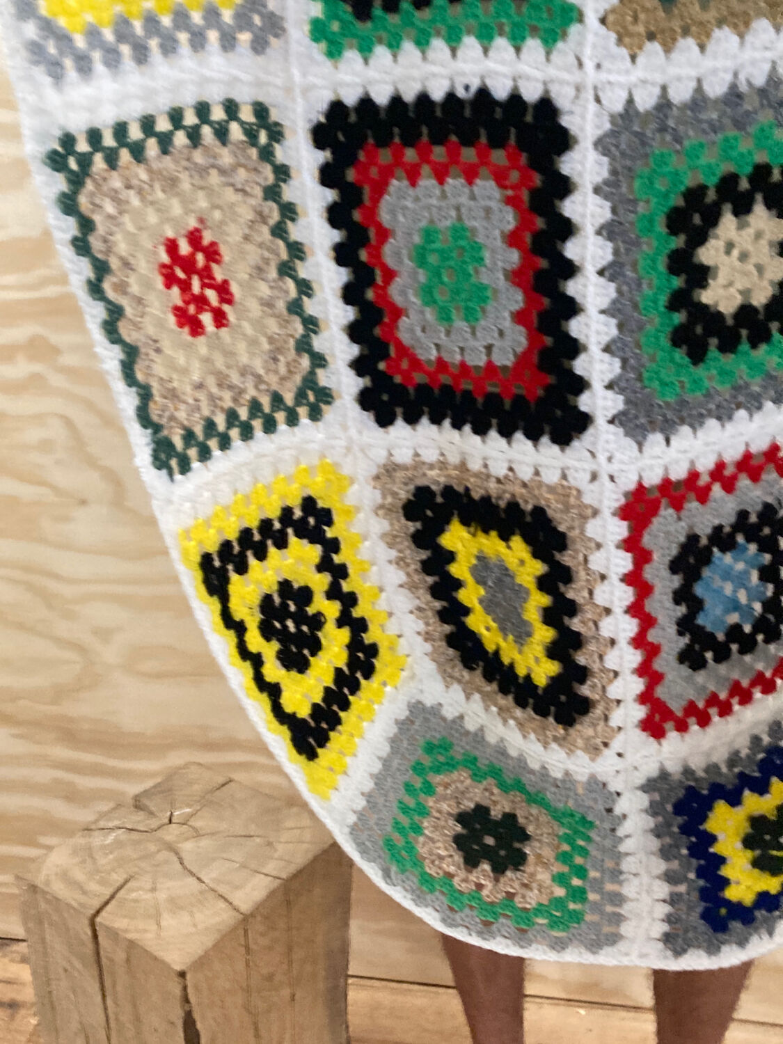 Plaid patchwork chair armchair flower wool vintage