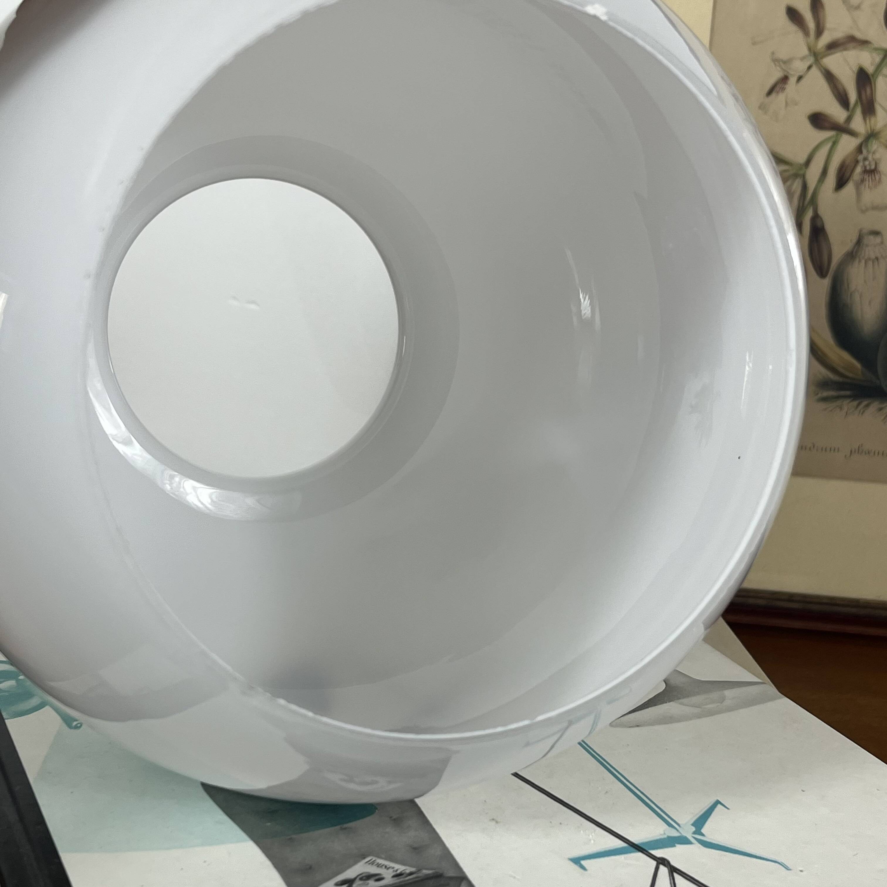 Globe lampshade in white opal, open for wall lamp chandelier, 20 cm.