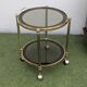 Rolling table, vintage brass and smoked glass serving cart – 1960s