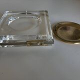 Plexiglas pocket emptier with brass and nickel silver surround, 1975, in the style of Pergay
