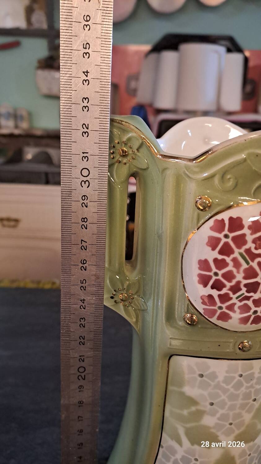Ensemble de 2 vases Barbotine Art Nouveau - Keller et Guerin