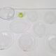 Vintage Glass Seafood Serving Bowl, Plate and Dinner Plates by Ann Warff for Kosta Boda, Sweden, 1970s, Set of 8