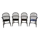 4 x Classic Georgian Bow and Stick Back Windsor Chair / Crinoline stretcher chairs