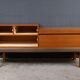Coiffeuse en teck et nubuck, par R. Landault – 1970