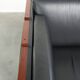 3-seater black cow leather sofa in timeless Art Deco design