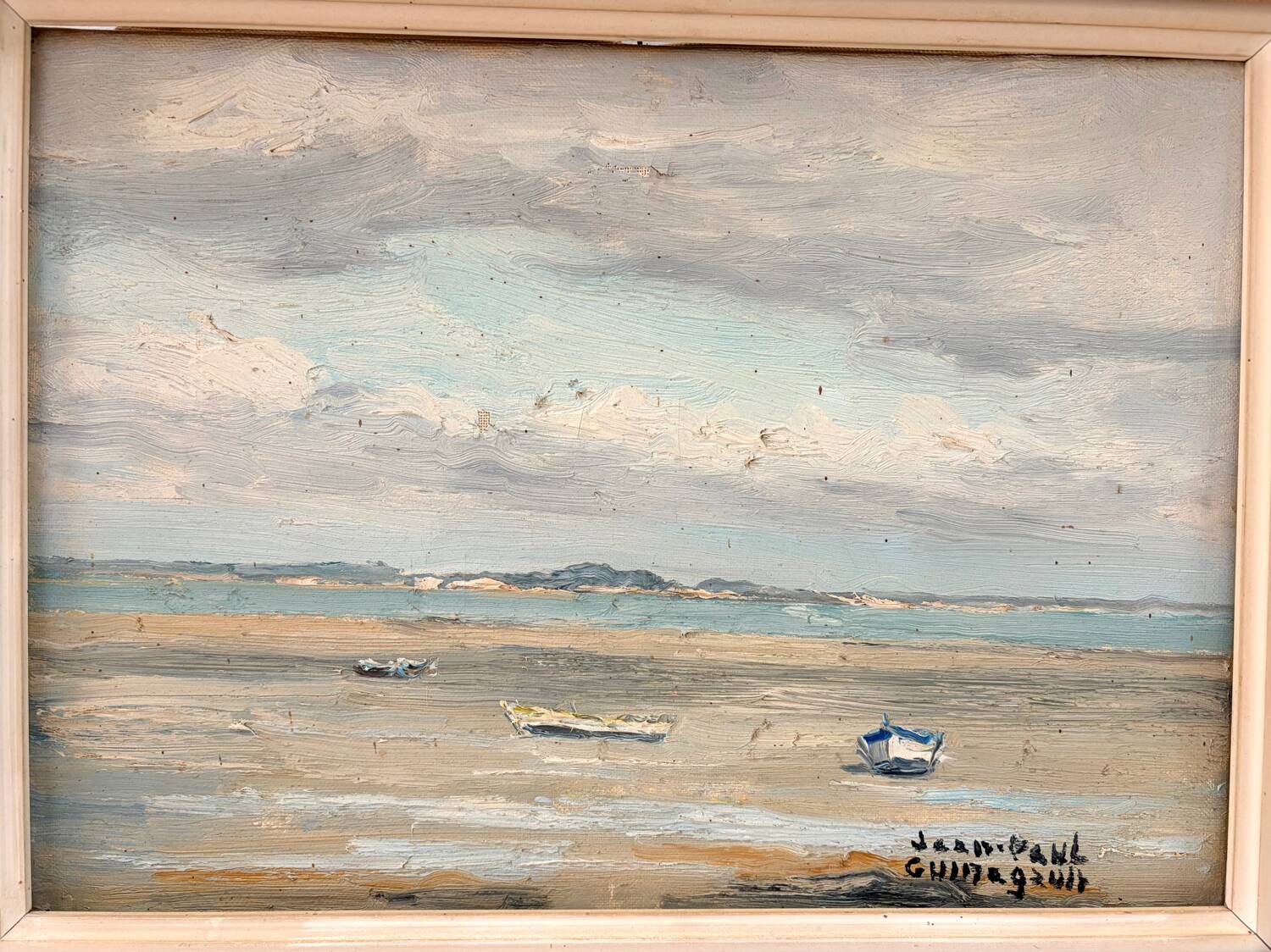 Marine Oil on canvas by JP. Guinegault (36 x 45)