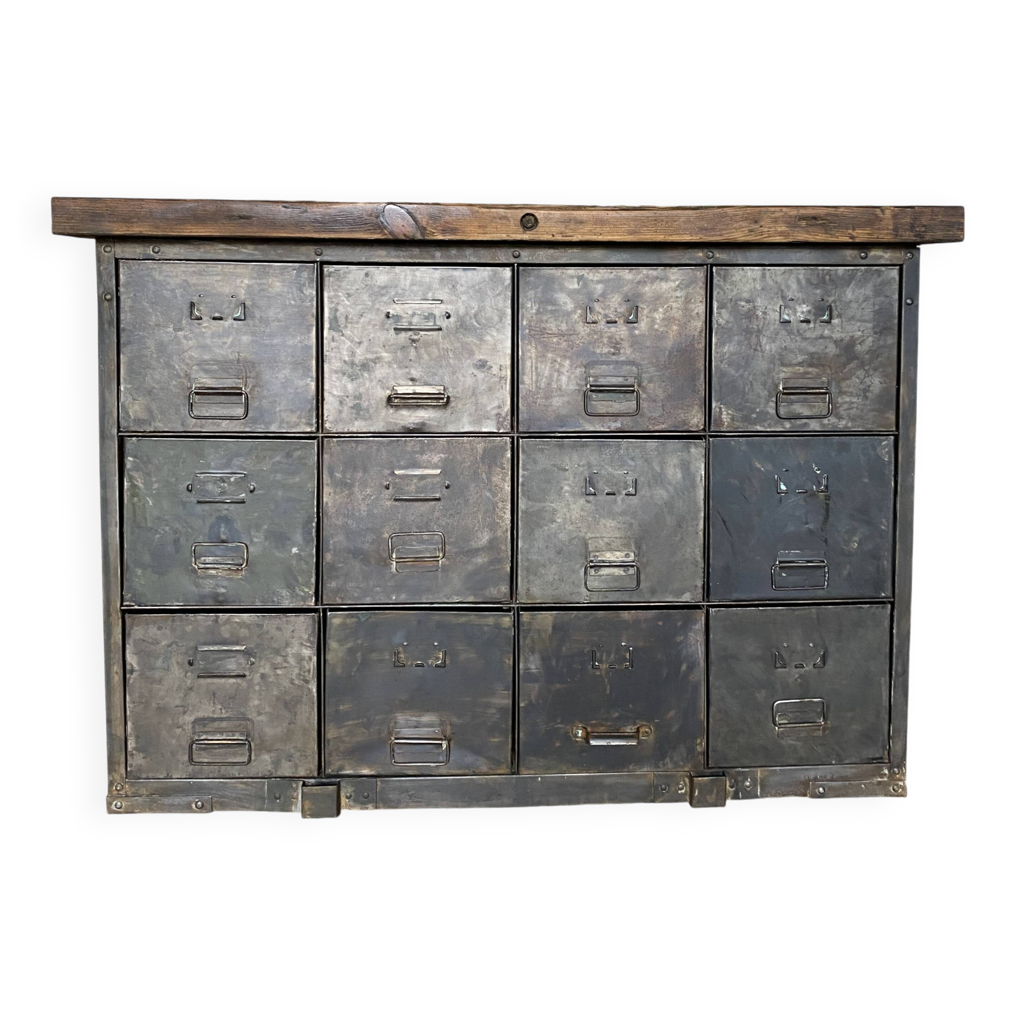 Metal and wood drawer unit