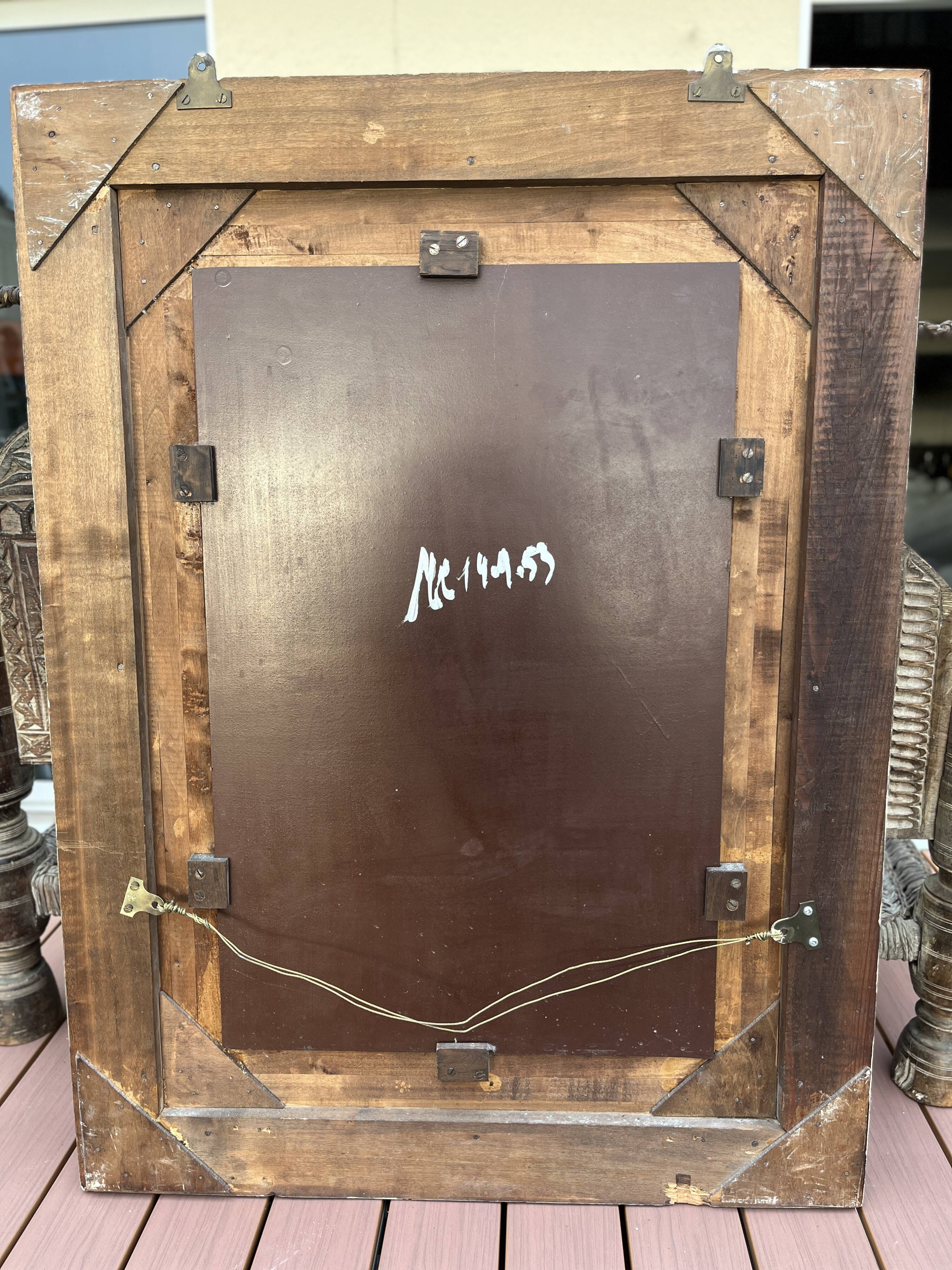 Beautiful vintage copper art deco mirror signed and dated