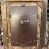 Beautiful coppered vintage Art Deco mirror, signed and dated