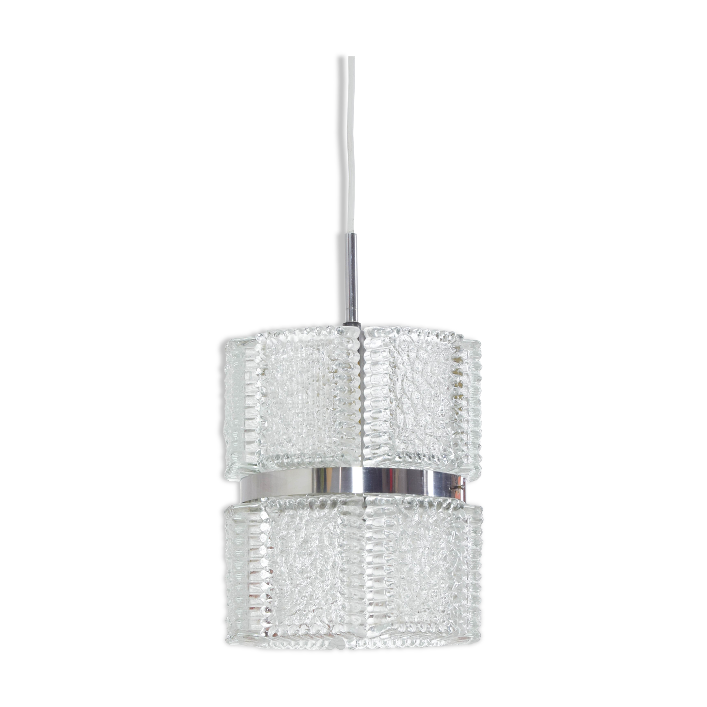 Mid Century Modern Textured Crystal Kaiser Chandelier , Germany 1960