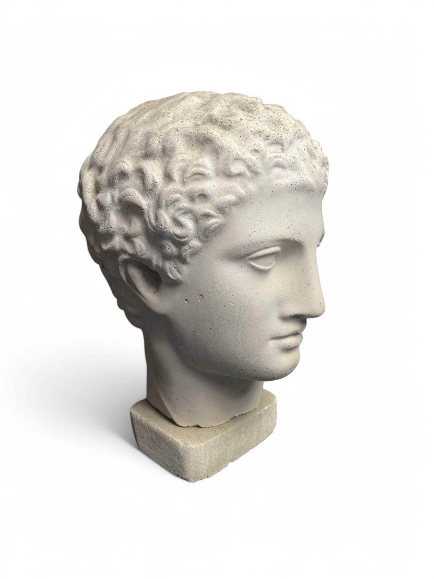 Antique Hermes head sculpture, patinated plaster, mid-20th century