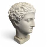 Antique Hermes head sculpture, patinated plaster, mid-20th century