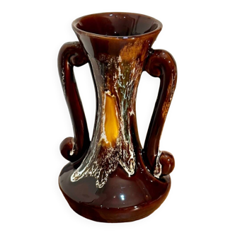 Vase Vallauris orange et marron