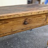 Farm table mounted on casters