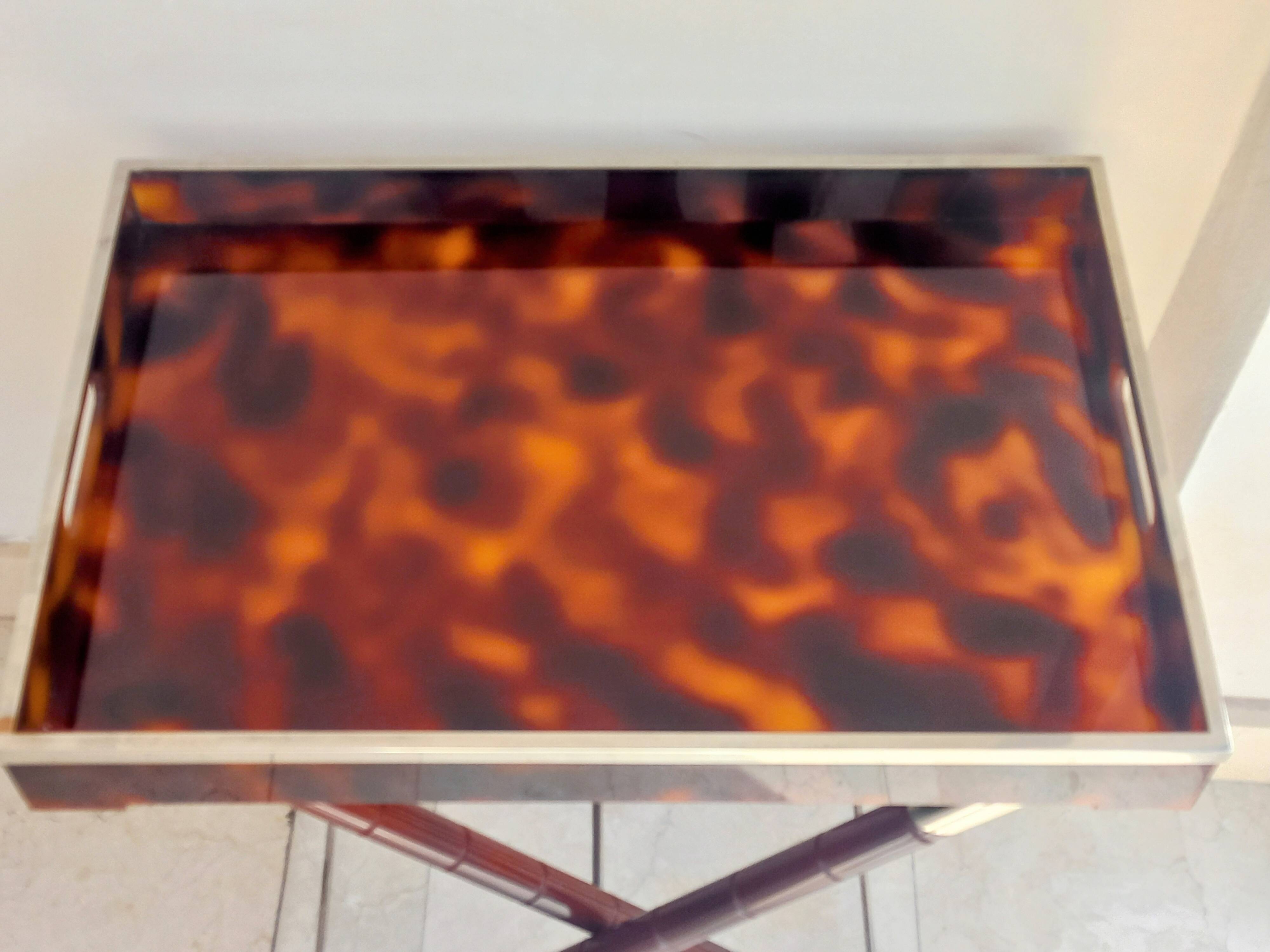 Faux tortoise shell serving tray