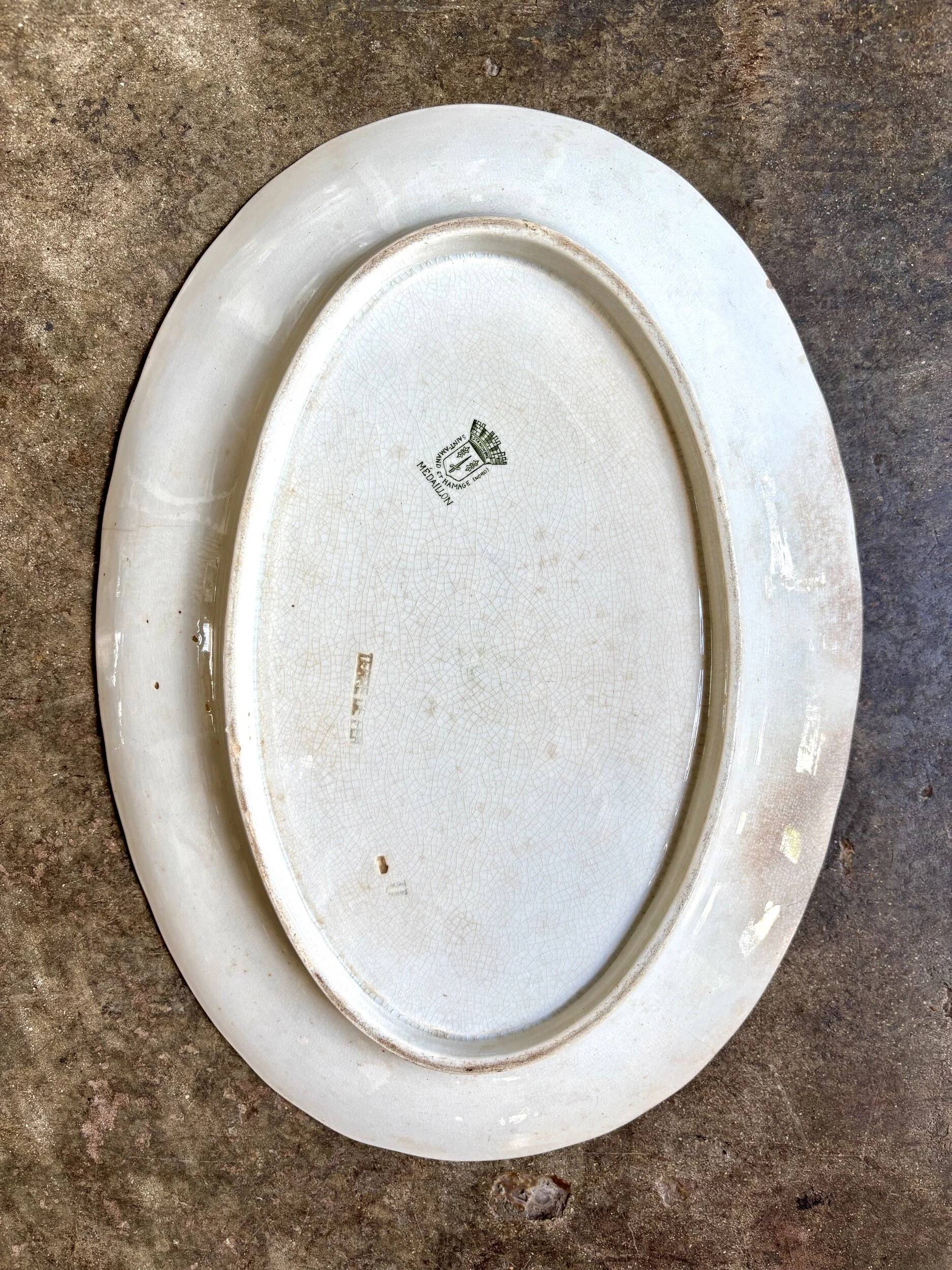 Oval ironstone dish from St Amand and Hamage, "Medallion" service