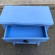 Vintage Louis XV style commode in grey-blue wood.