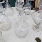 Set of 18 glass and crystal carafes