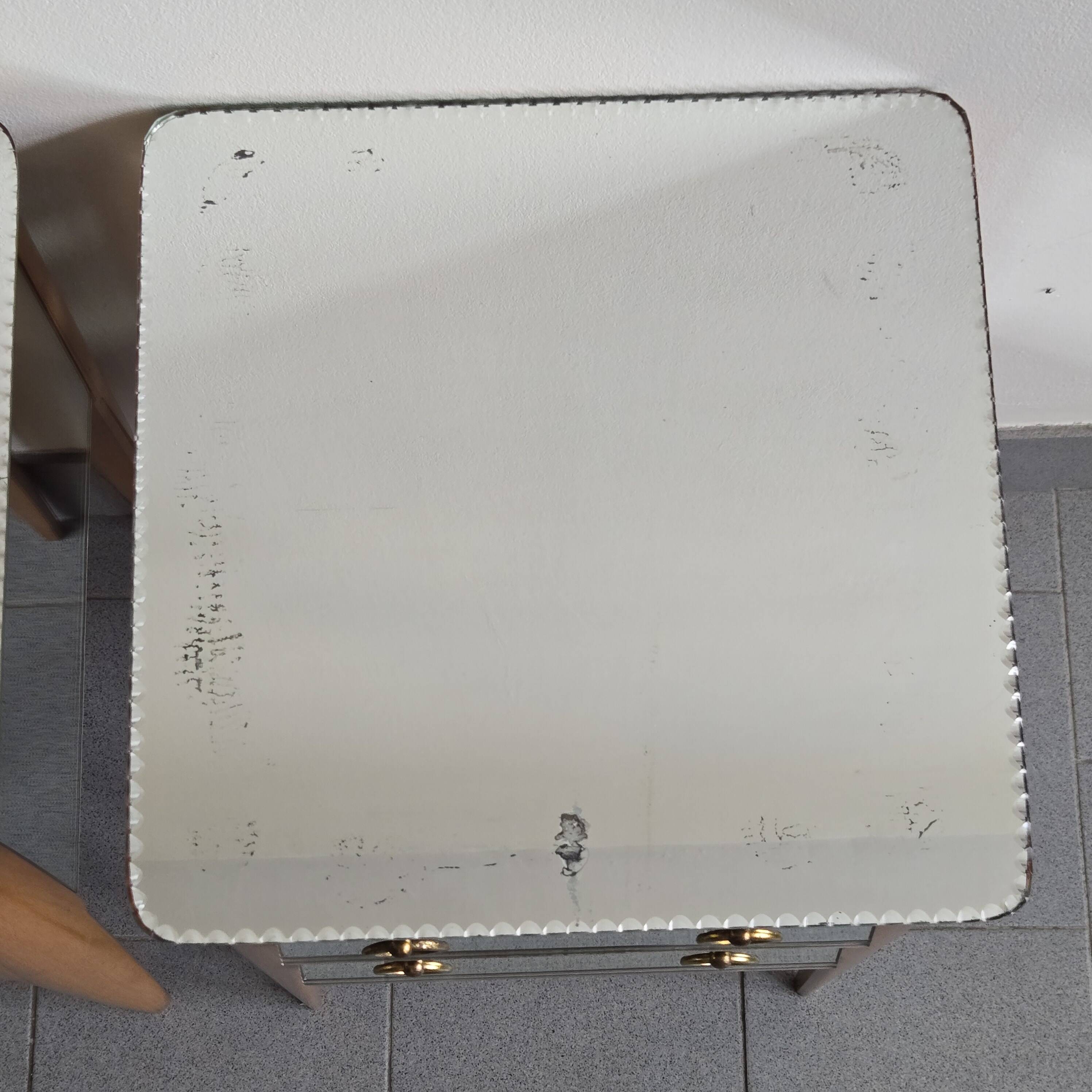 Pair of vintage 1950s mirrored bedside tables
