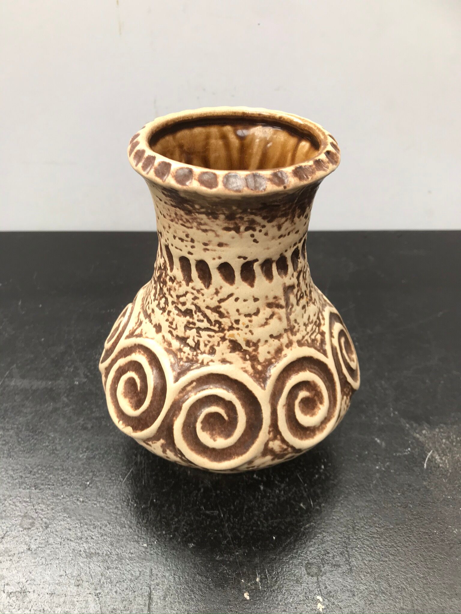 Former Jaspa ceramic vase beige brown vintage