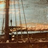 painting fixed under glass port of La Rochelle 19th century