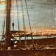 painting fixed under glass port of La Rochelle 19th century