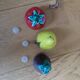 Trio salt shakers pepper vegetables and fruits in slip
