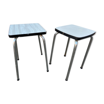 Pair of mismatched formica stools