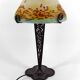 Wrought Iron Mushroom Lamp with Blown Glass Shade, 1920