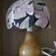 Pear-shaped wooden lamp and its fabric lampshade