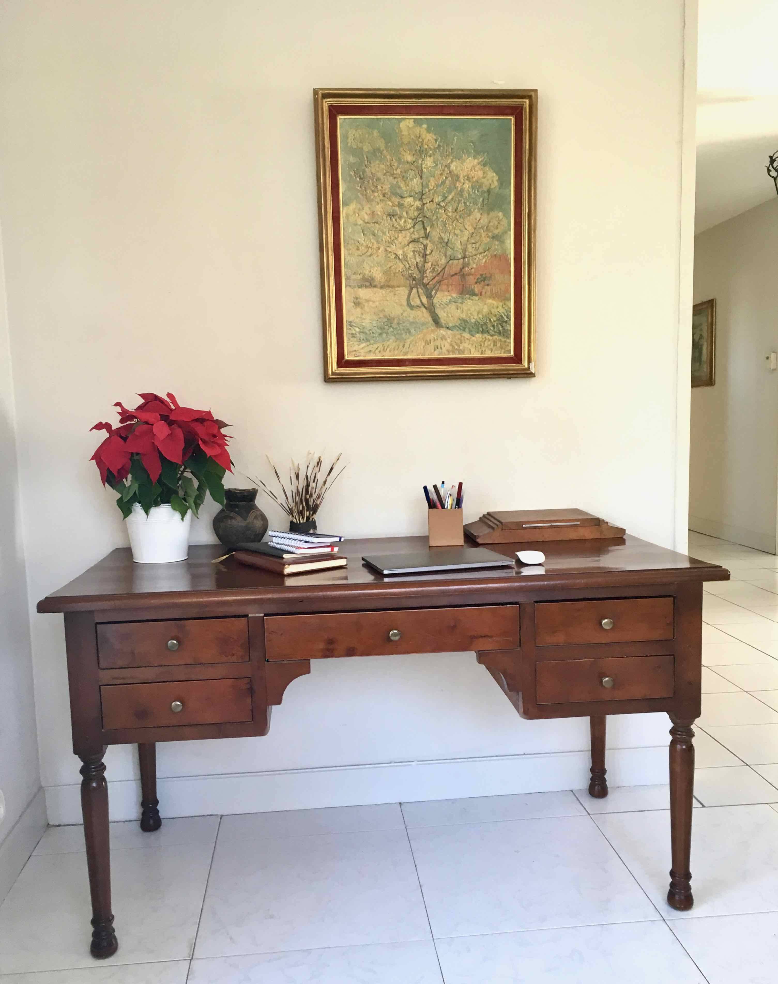 Louis Philippe style cherry wood desk, 1970