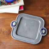 Vintage metal and ceramic tray