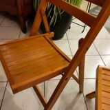 Pair of vintage folding wooden chairs
