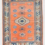 5x7 Pumpink Orange & Blue Turkish Rug, 154x203Cm