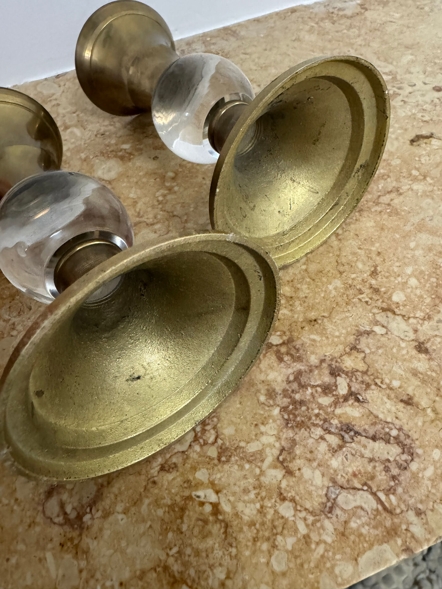 Bougeoirs laiton plexi années 70