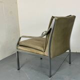 Modernist Mid Century Walter Knoll steel and leather lounge chair