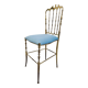 Mid-century Chiavari accent chair in solid brass with a plush seat.