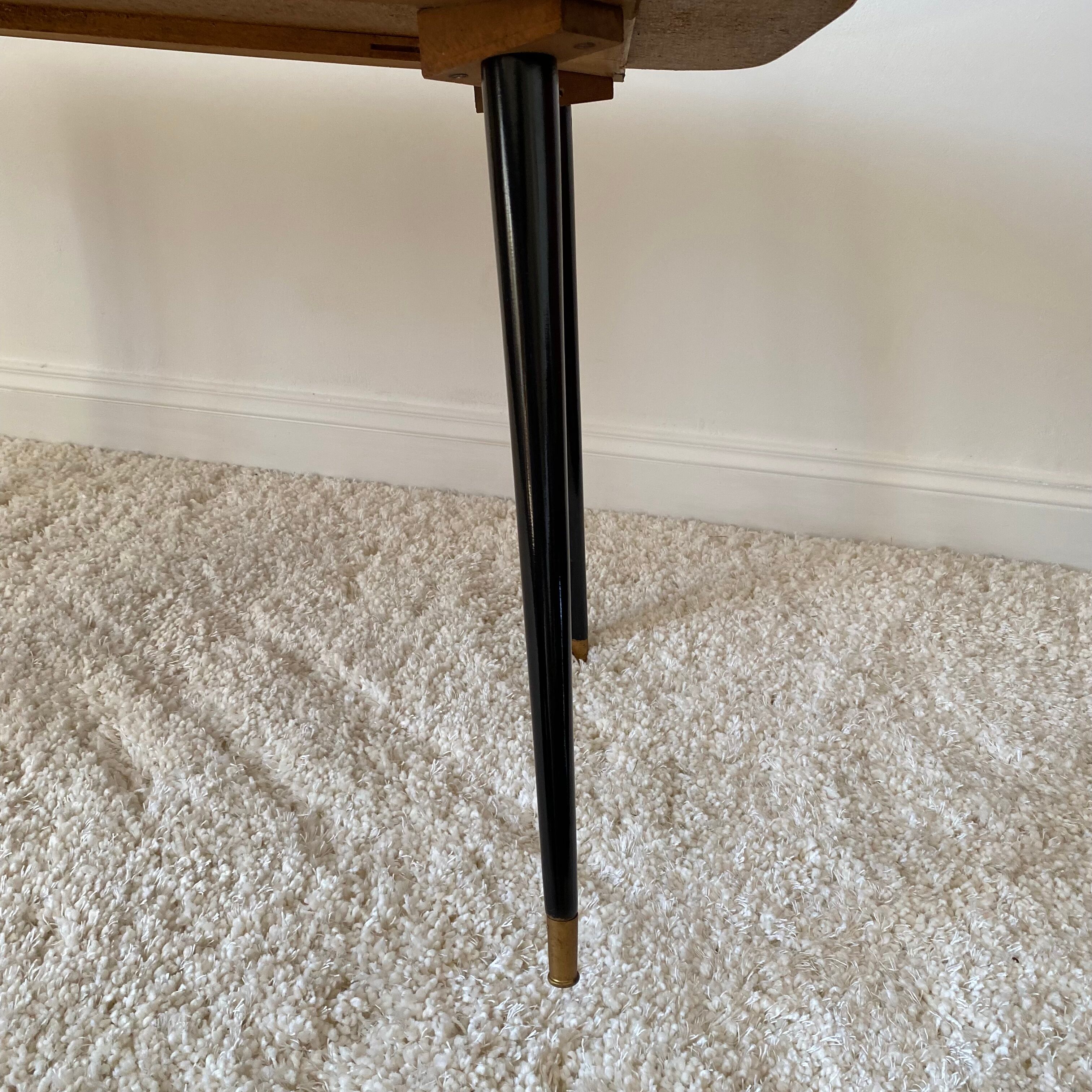 Rectangular vintage coffee table in black and gold glass