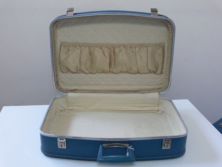 Set  de 3 valises vintage bleues gigognes