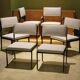 Chaises longues basses italiennes avec cadre en fer noir et rembourrage blanc glacé par Milo Baughman, années 1950, ensemble de 6.