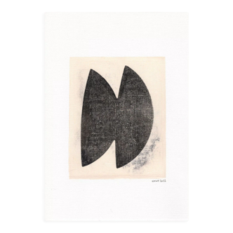 Painting on paper black abstract illustration M618 signed Eawy