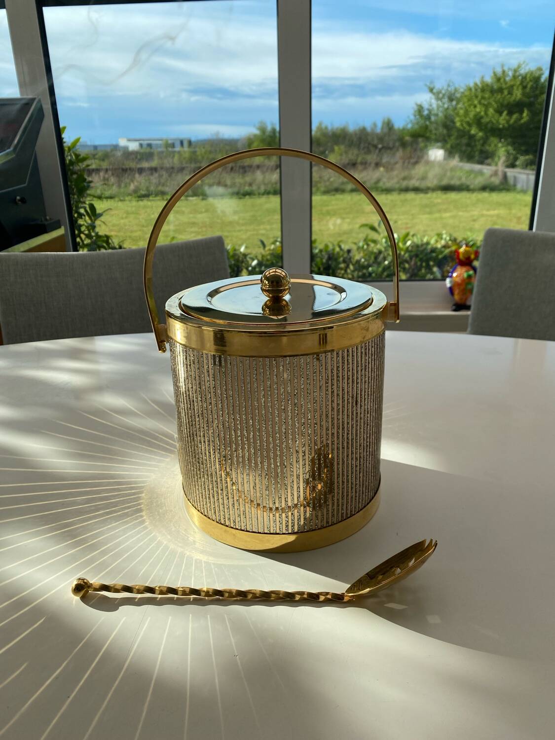 Vintage Hollywood Regency Gold Ice Bucket