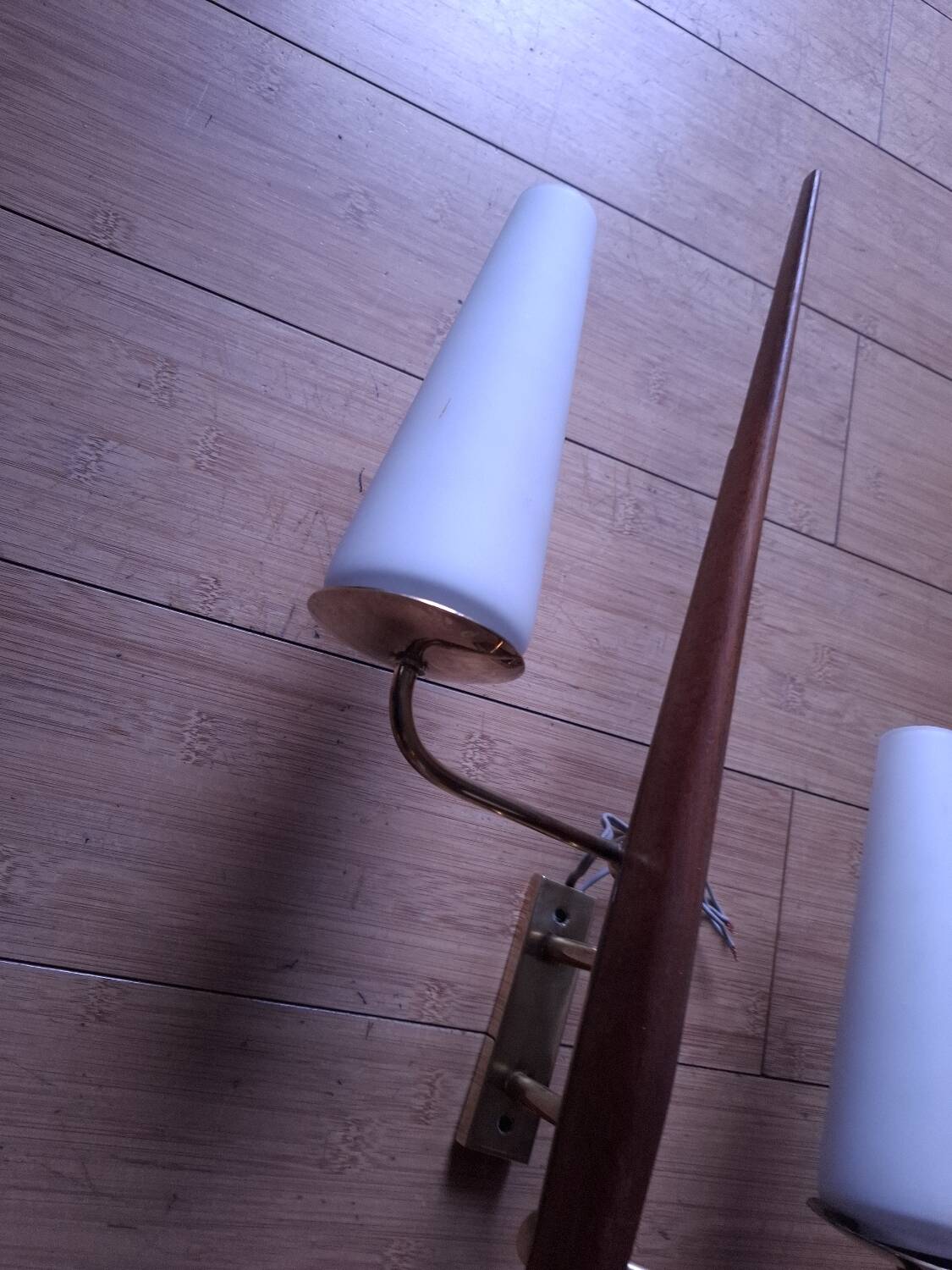 60's teak wall light from Maison Lunel