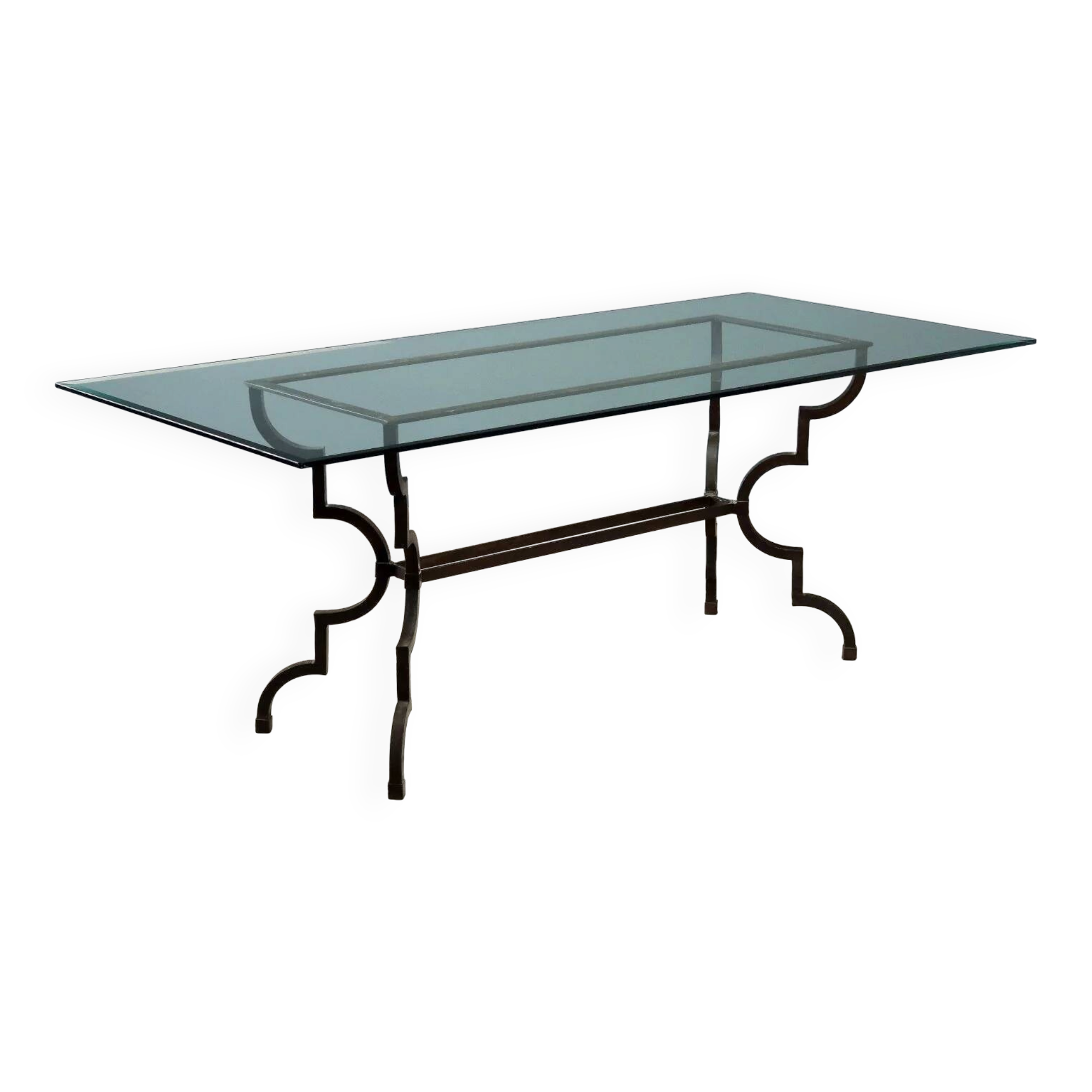 Table ancienne en verre et fer forgé, Italie, XXe siècle